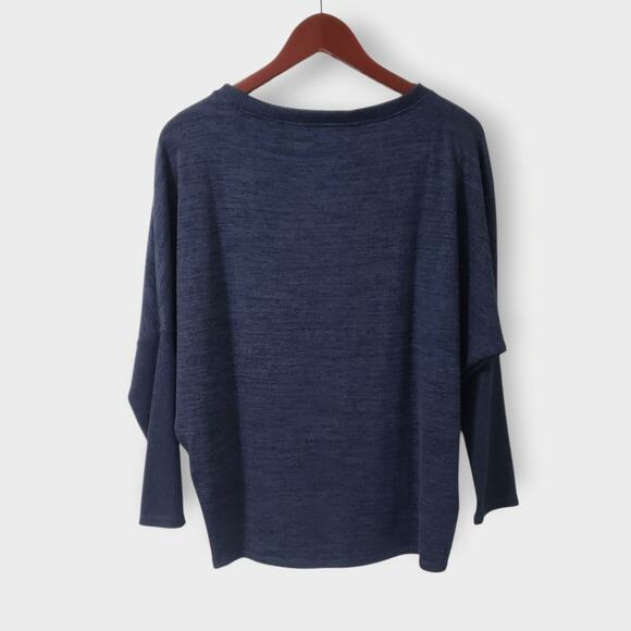 WHBM Dolman Sleeve Pullover Sweater Blue Heathered Sz XS Casual Minimalist Fall - Picture 4 of 9